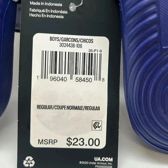 Boys' UA Ansa Graphic Slides White/ Sonar Blue Size 11K New with Tags - Picture 5 of 5